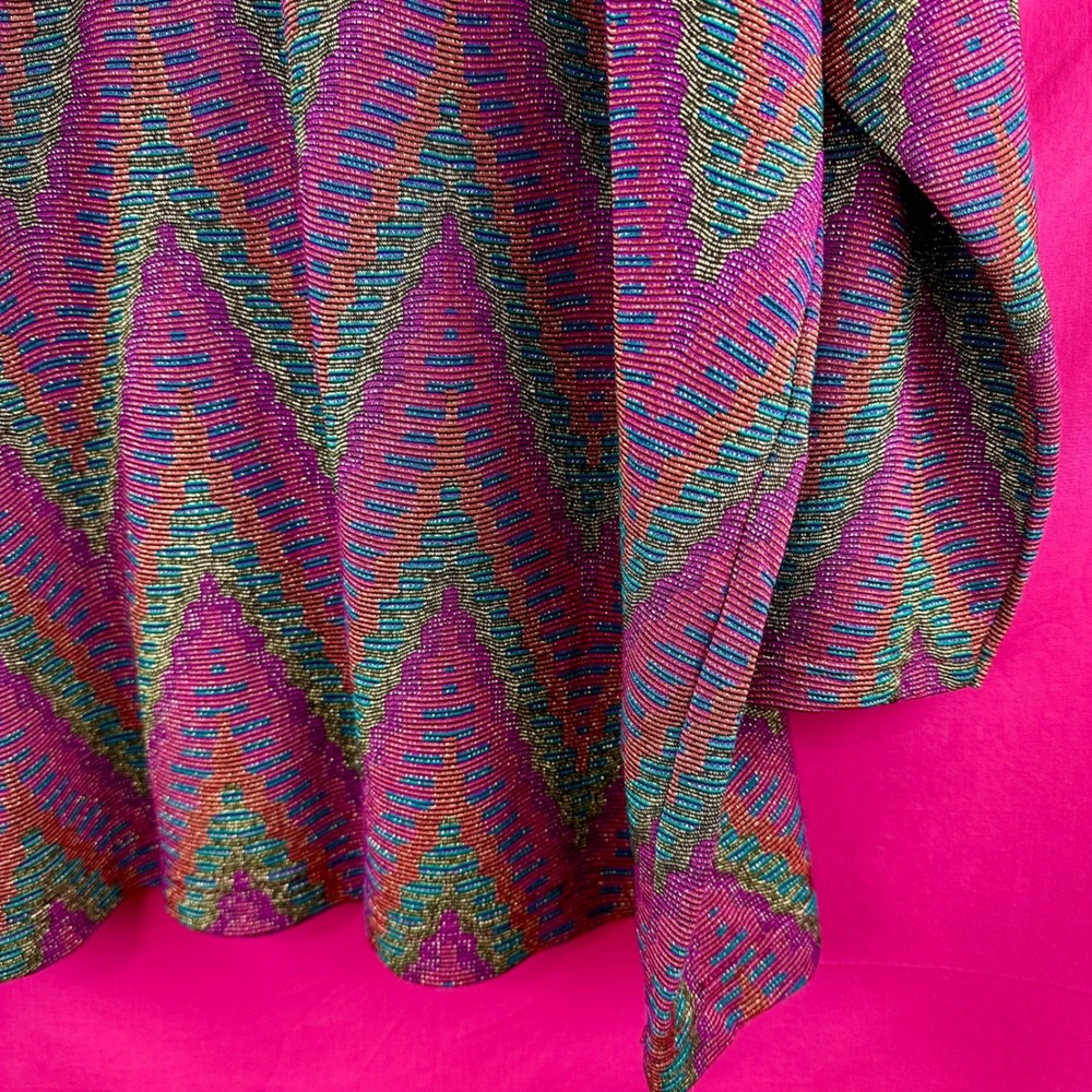 Metallic Vintage 80s 90s Chevron Knit Tunic Top Pink Sparkle 3X Holiday Glam - Picture 15 of 17